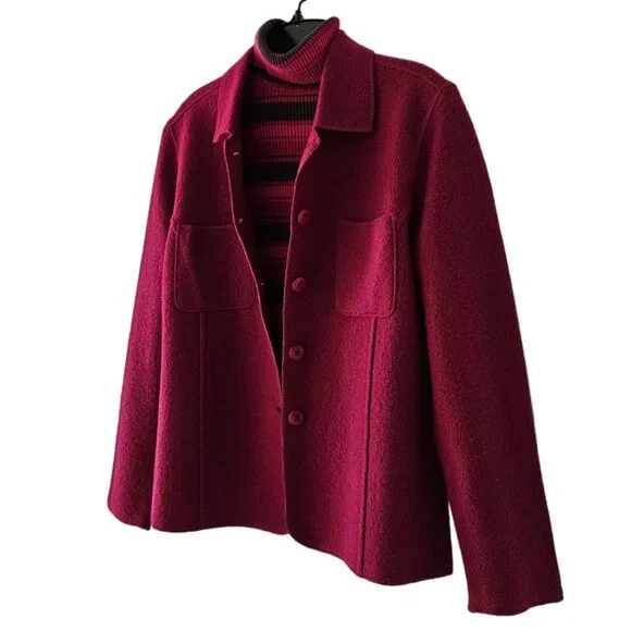 Petite Sophisticate 100% Boiled Wool Jacket | Like New | SP | Raspberry Pink - Picture 3 of 15